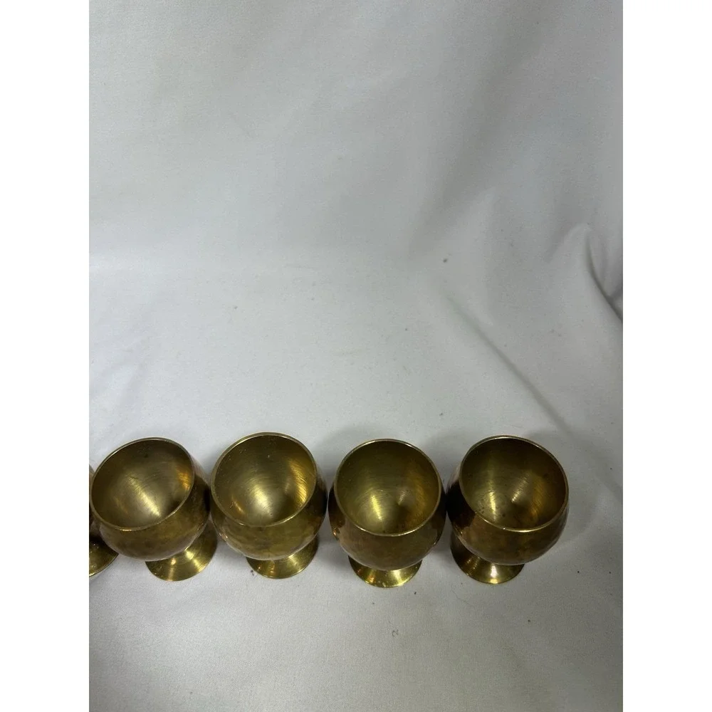 Vintage Brass Cordial Shot Glasses Goblets Cups Stems  2.5